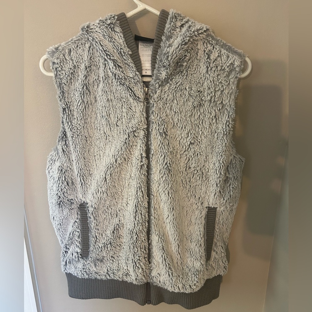 PATAGONIA CONEJO WOMEN’S CONEJO GREY HOODED FROSTED FLEECE VEST SIZE MEDIUM